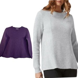 LK Bennett London purple wool cashmere a line ALMA crew neck sweater M